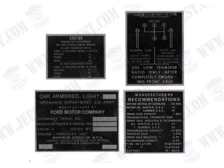PLAQUES IDENTIFICATION AUTOMITRAILLEUSE M8/M20 (JEU DE 4)