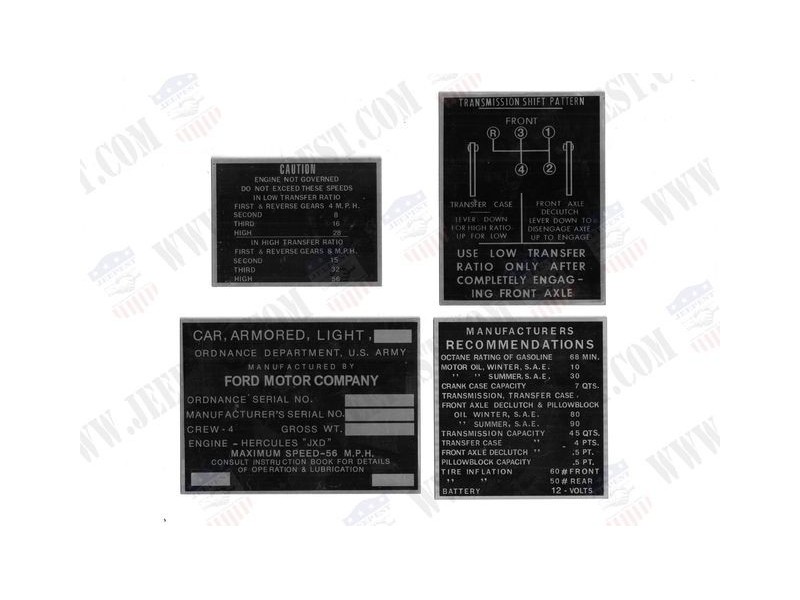 PLAQUES IDENTIFICATION AUTOMITRAILLEUSE M8/M20 (JEU DE 4)