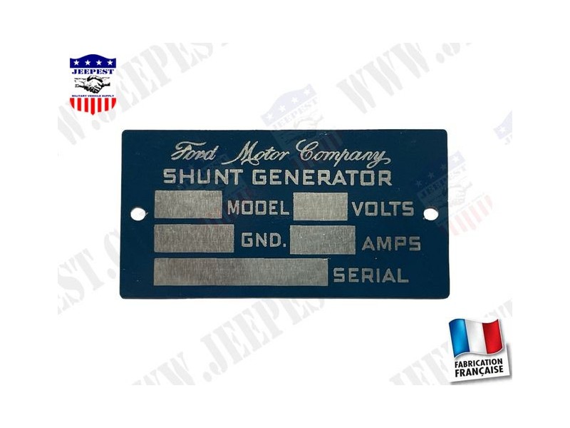 PLATE DATA GENERATOR FORD GPW