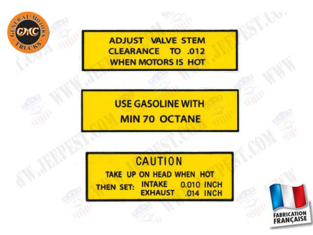 AUTOCOLLANT CACHE CULBUTEUR MOTEUR GMC (JEU DE 3)