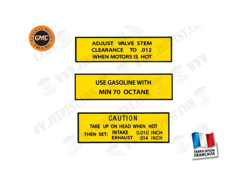 AUTOCOLLANT CACHE CULBUTEUR MOTEUR GMC (JEU DE 3)