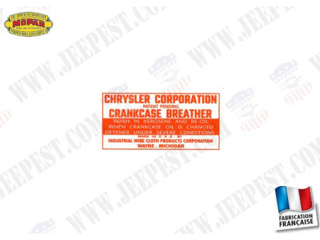 STICKER OIL BREATHER "CHRYSLER" DODGE