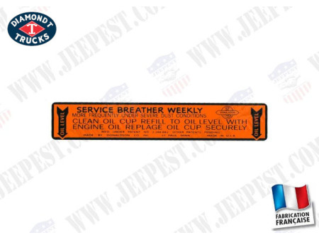 STICKER OIL BREATHER "DONALDSON" DIAMOND T