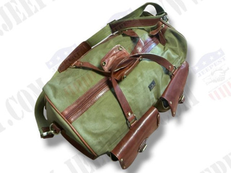 SAC VOYAGE CUIR/TOILE KAKI VINTAGE USA