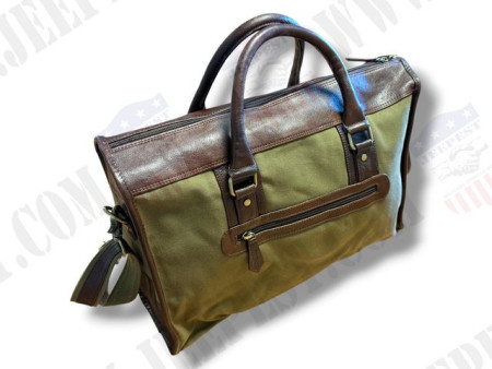 BAG TOTE TRAVEL LEATHER/CANVAS GENUINE