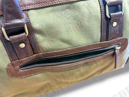 BAG TOTE TRAVEL LEATHER/CANVAS GENUINE