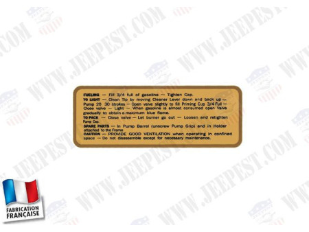 AUTOCOLLANT RECHAUD COLEMAN M-1942 JAUNE
