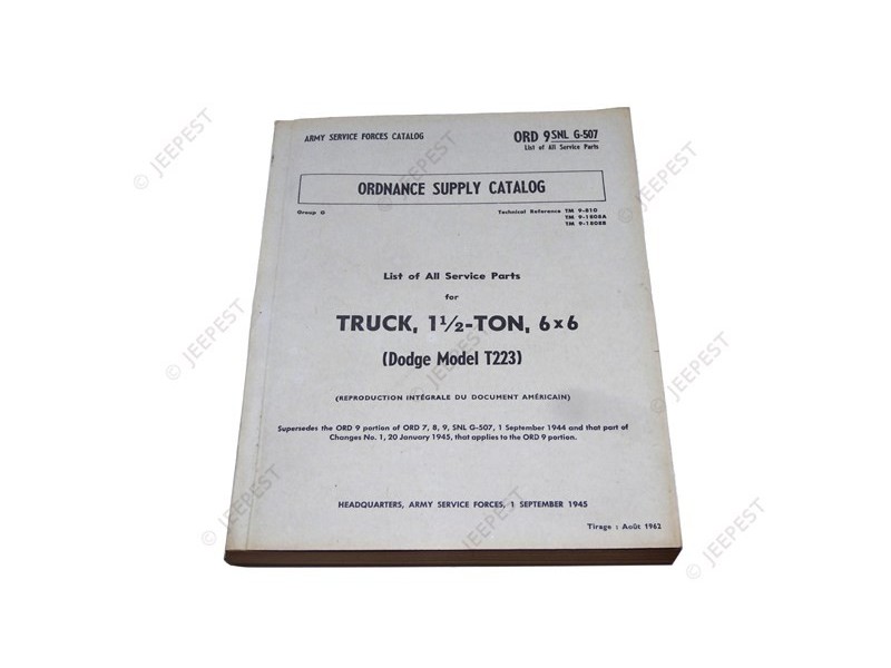 LIVRE CATALOGUE PIECES DODGE 6X6 G-507 US
