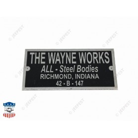 PLATE DATA THE WAYNE WORKS WC54